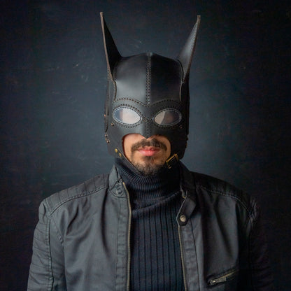 Batman Mask -  Giyilebilir  Gerçek Deri Kostüm